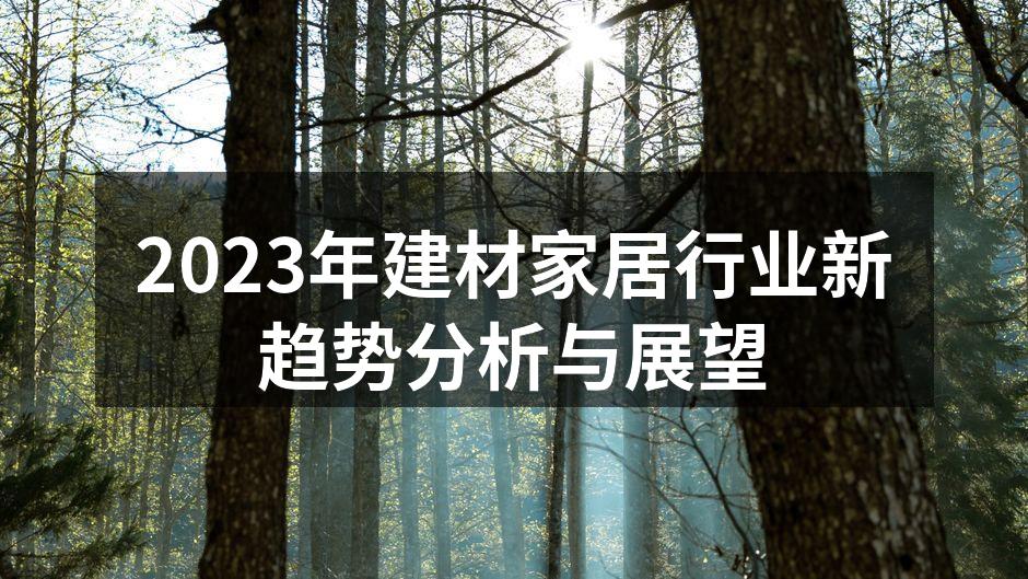 2023年建材家居行业新趋势分析与展望